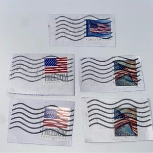5x Post office American Flag Stamped Stickers in good conditions collectible